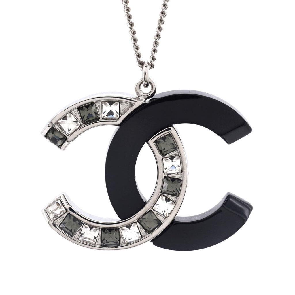CC Pendant Necklace Ruthenium with Crystals