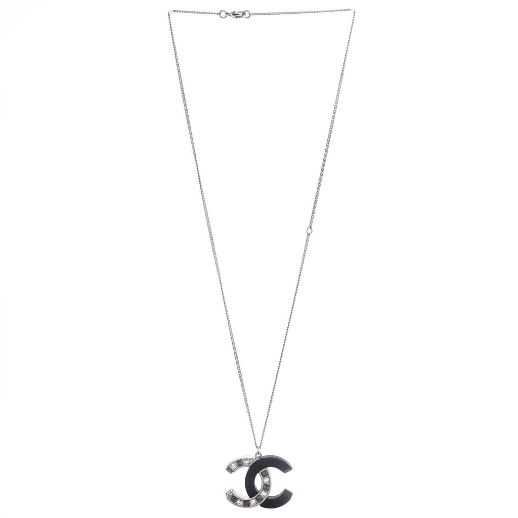 CC Pendant Necklace Ruthenium with Crystals