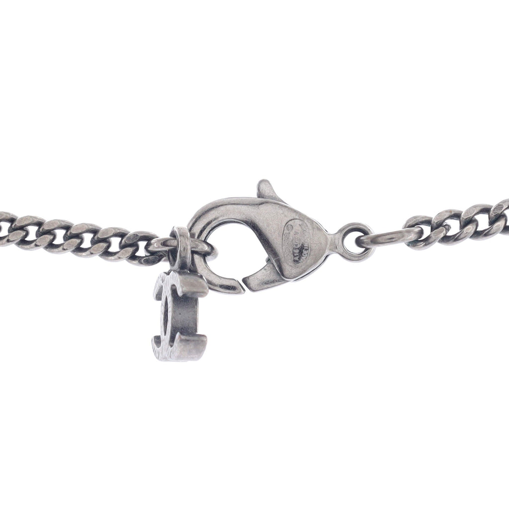 CC Long Pendant Necklace Crystal Embellished Metal