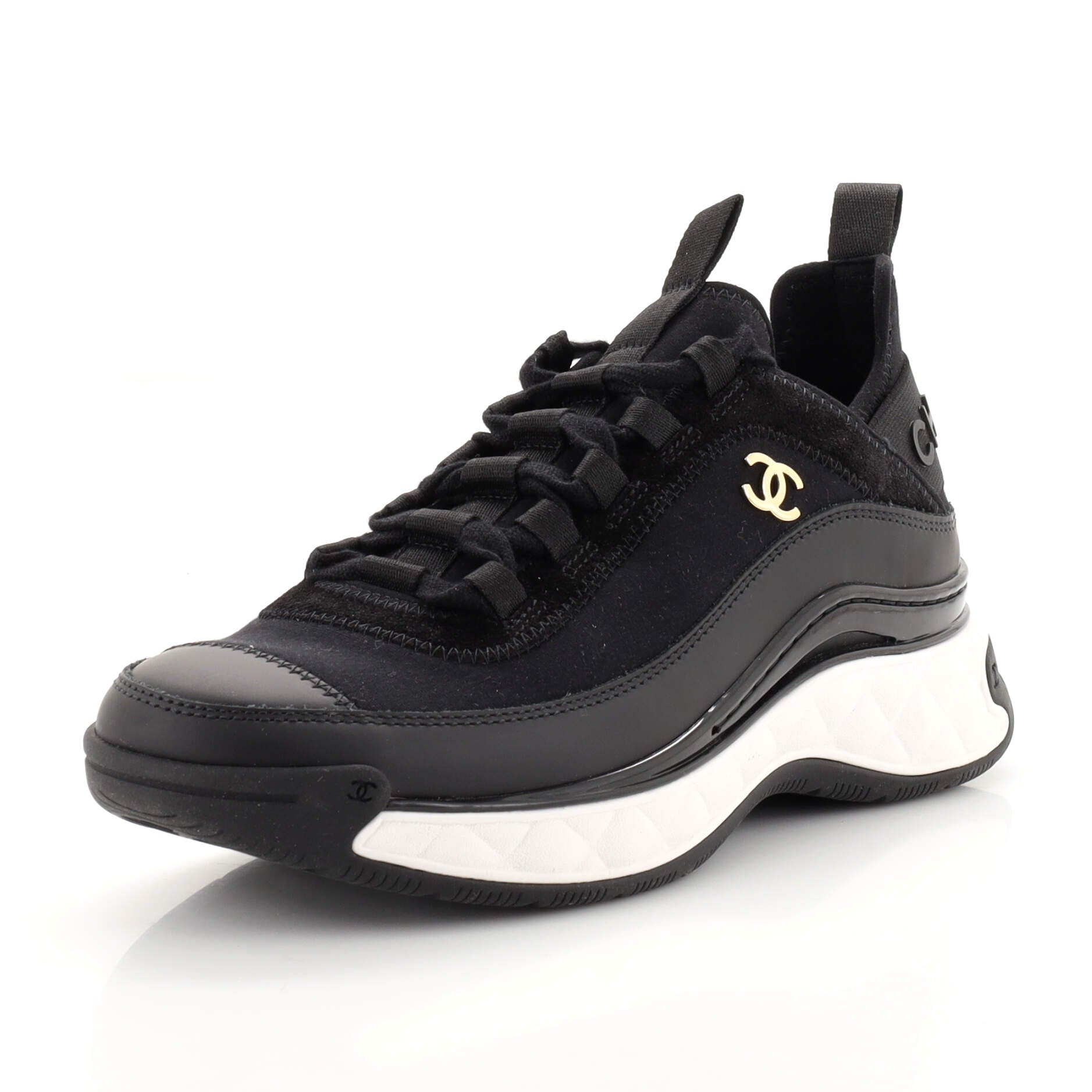 Women's CC Cap Toe Logo Sneakers Leather and Mixed Fibers