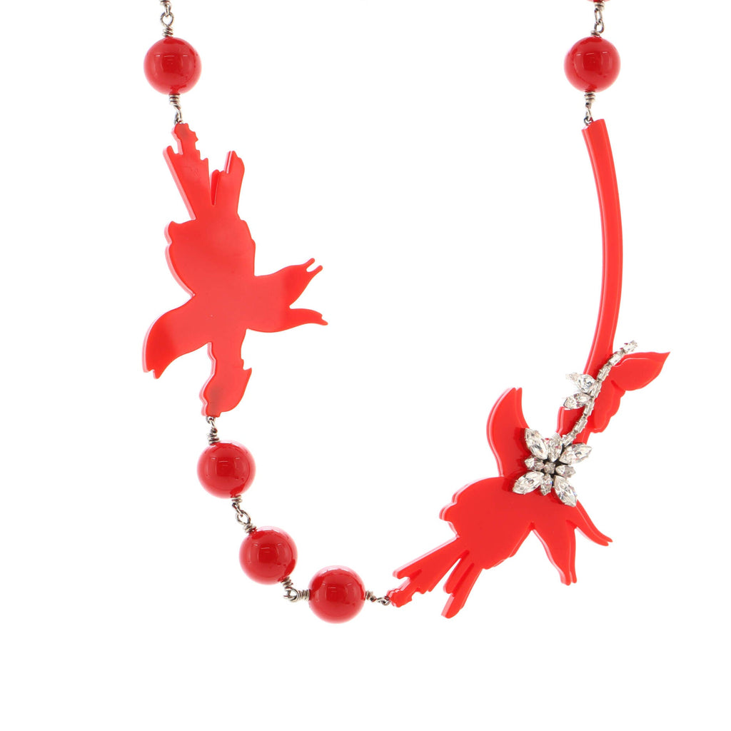 Flower Collar Necklace Resin with Metal and Crystals