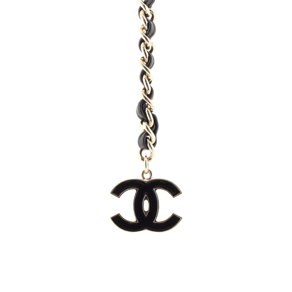 CC Charm Double Chain Belt Metal and Leather 75