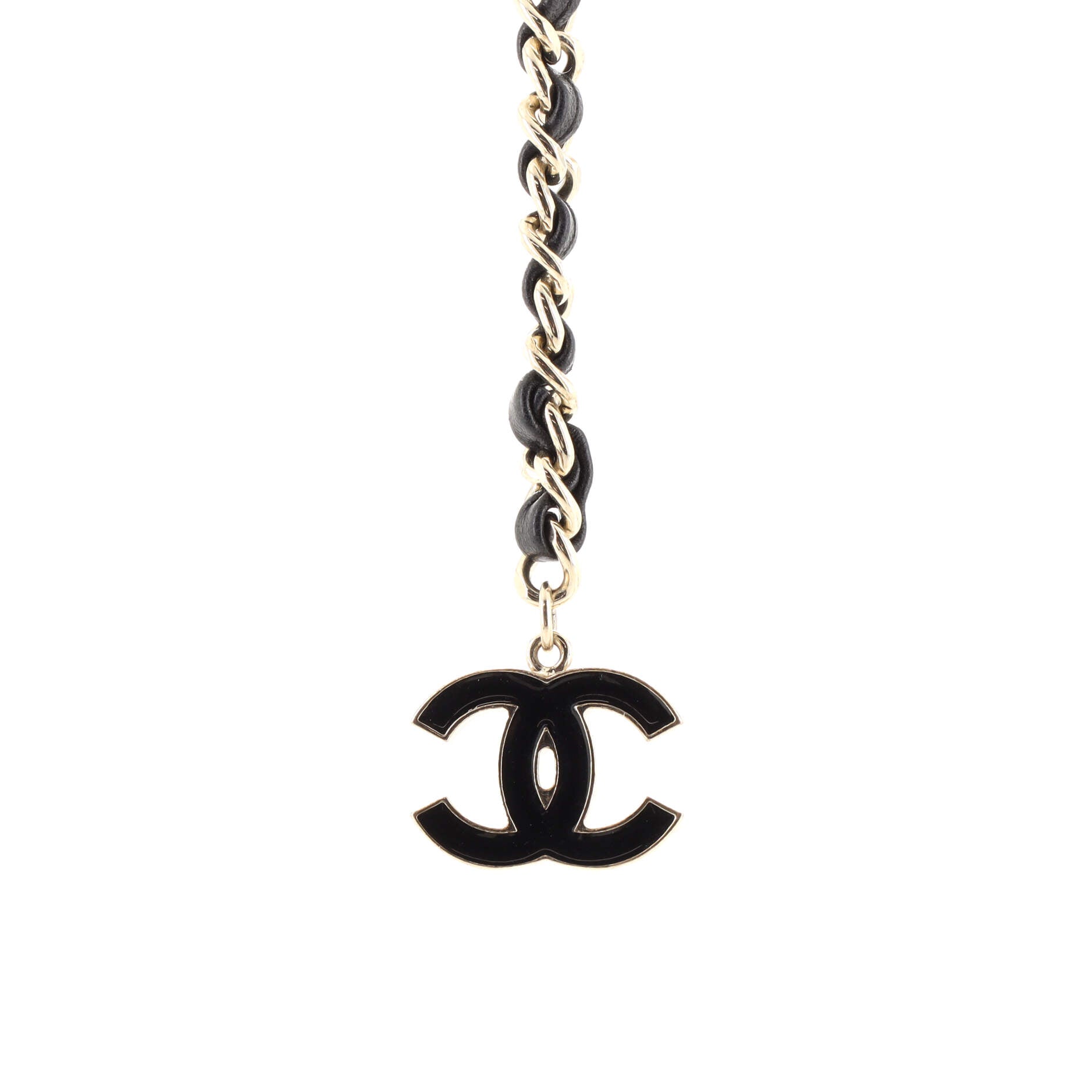 CC Charm Double Chain Belt Metal and Leather 75