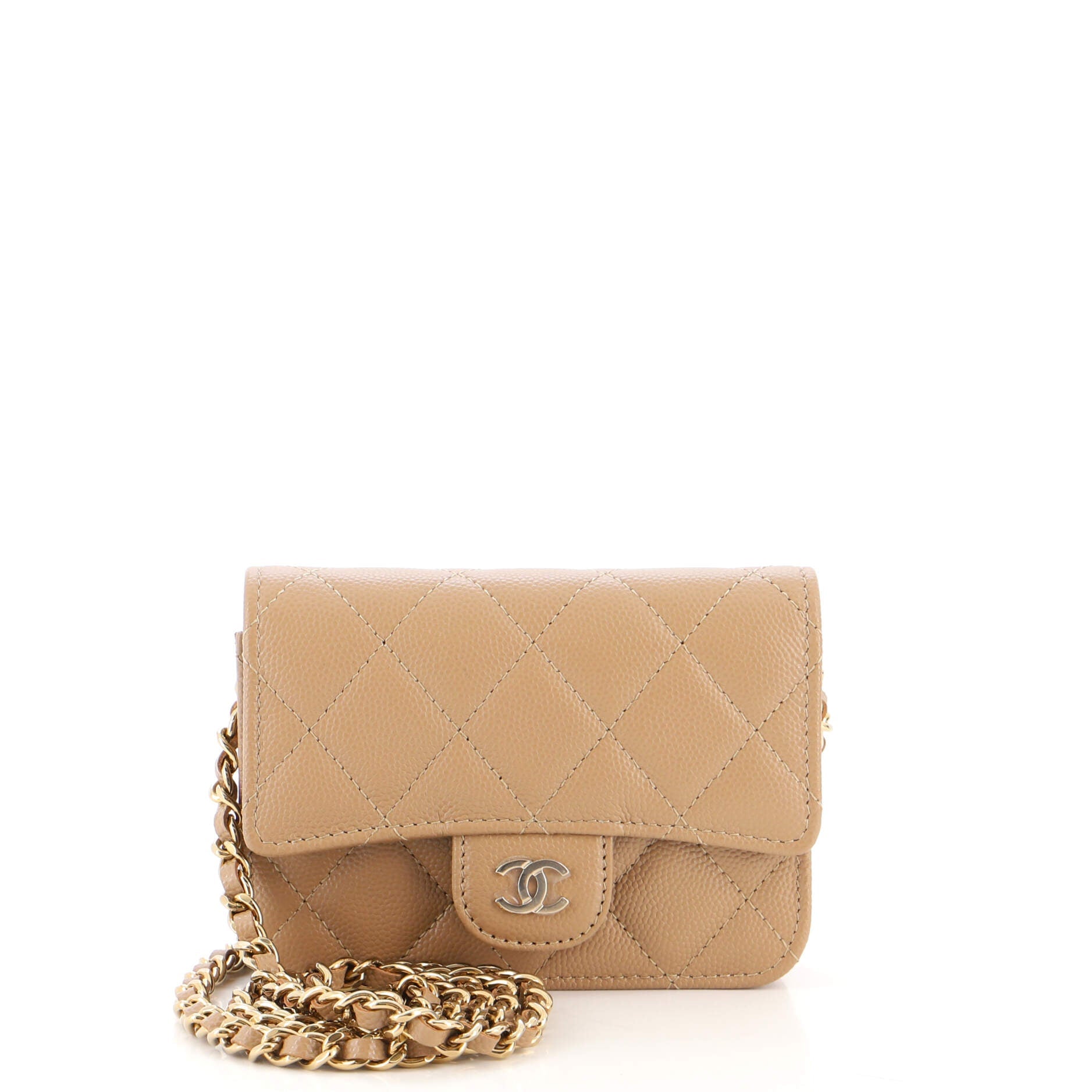 Classic Flap Clutch with Chain Quilted Caviar Small