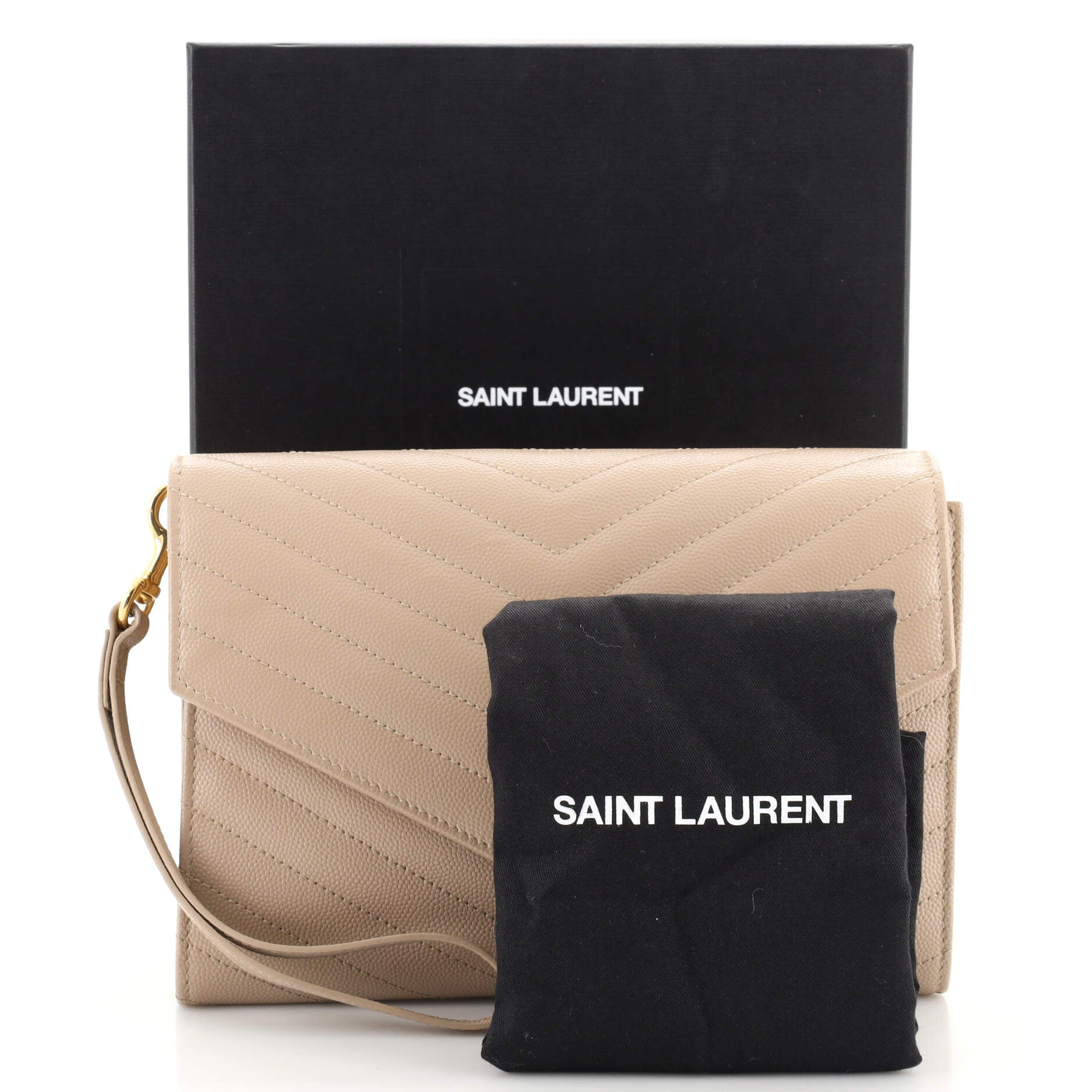 Classic Monogram Envelope Wristlet Clutch Matelasse Chevron Leather