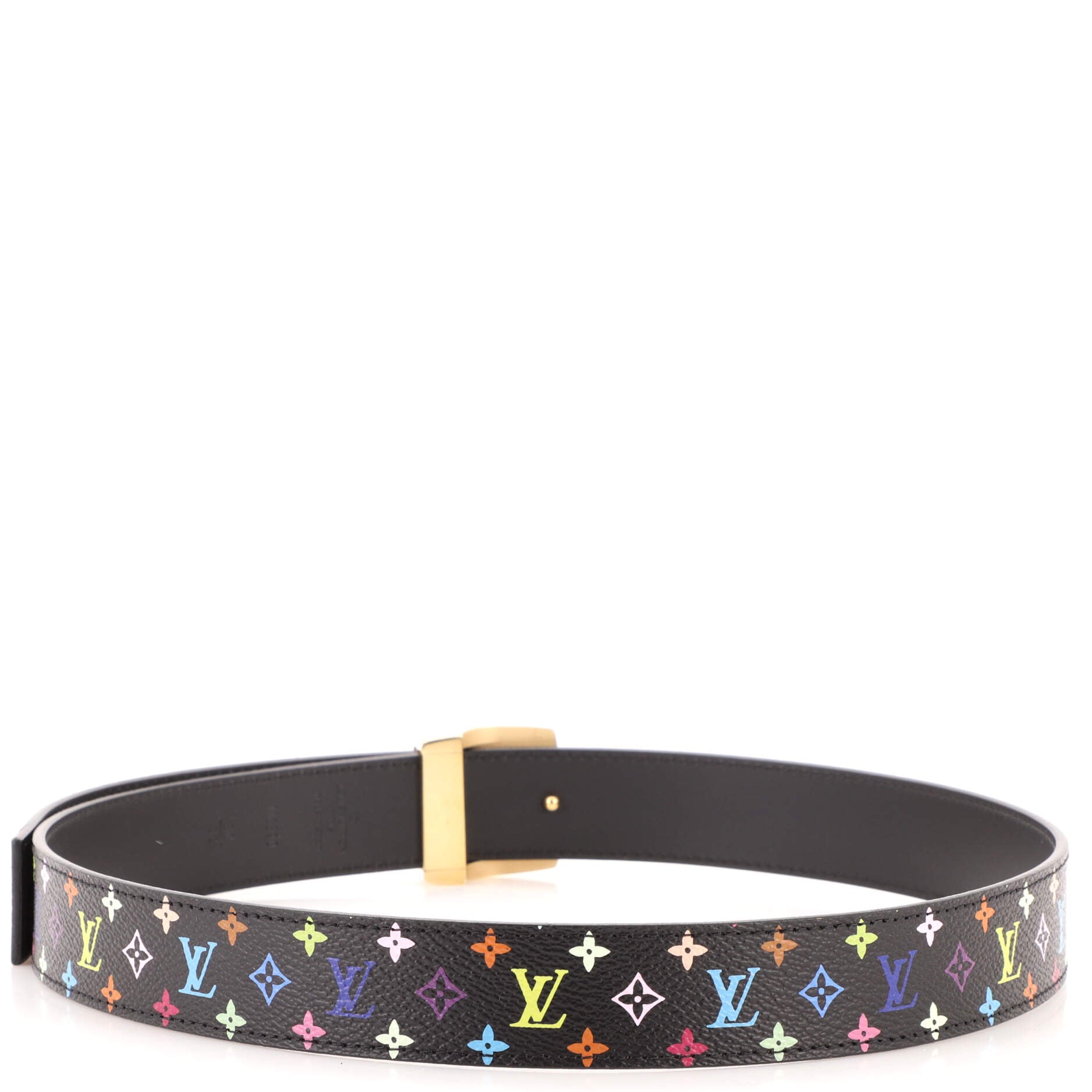 LV Cut Reversible Belt Monogram Multicolor and Leather Medium 80