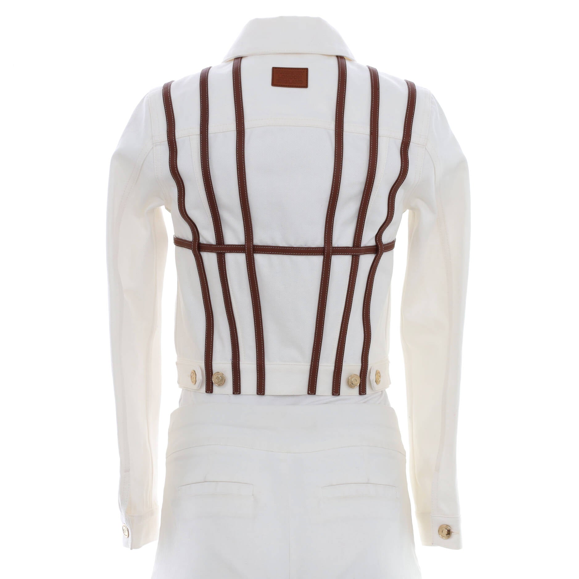 Women's Harness Detail Jacket Cotton with Leather
