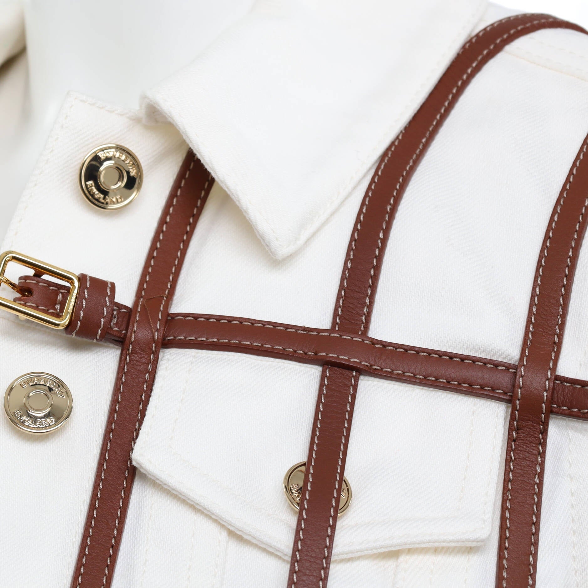 Women's Harness Detail Jacket Cotton with Leather