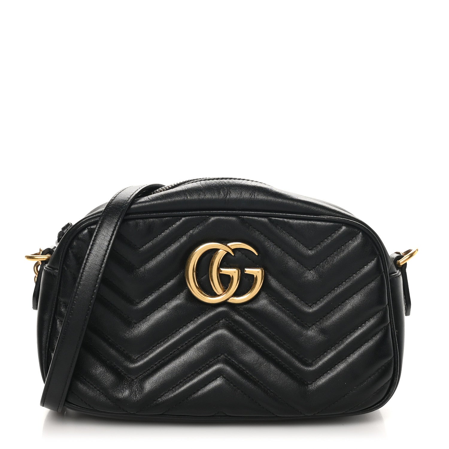 Calfskin Matelasse Small GG Marmont Chain Shoulder Bag Black