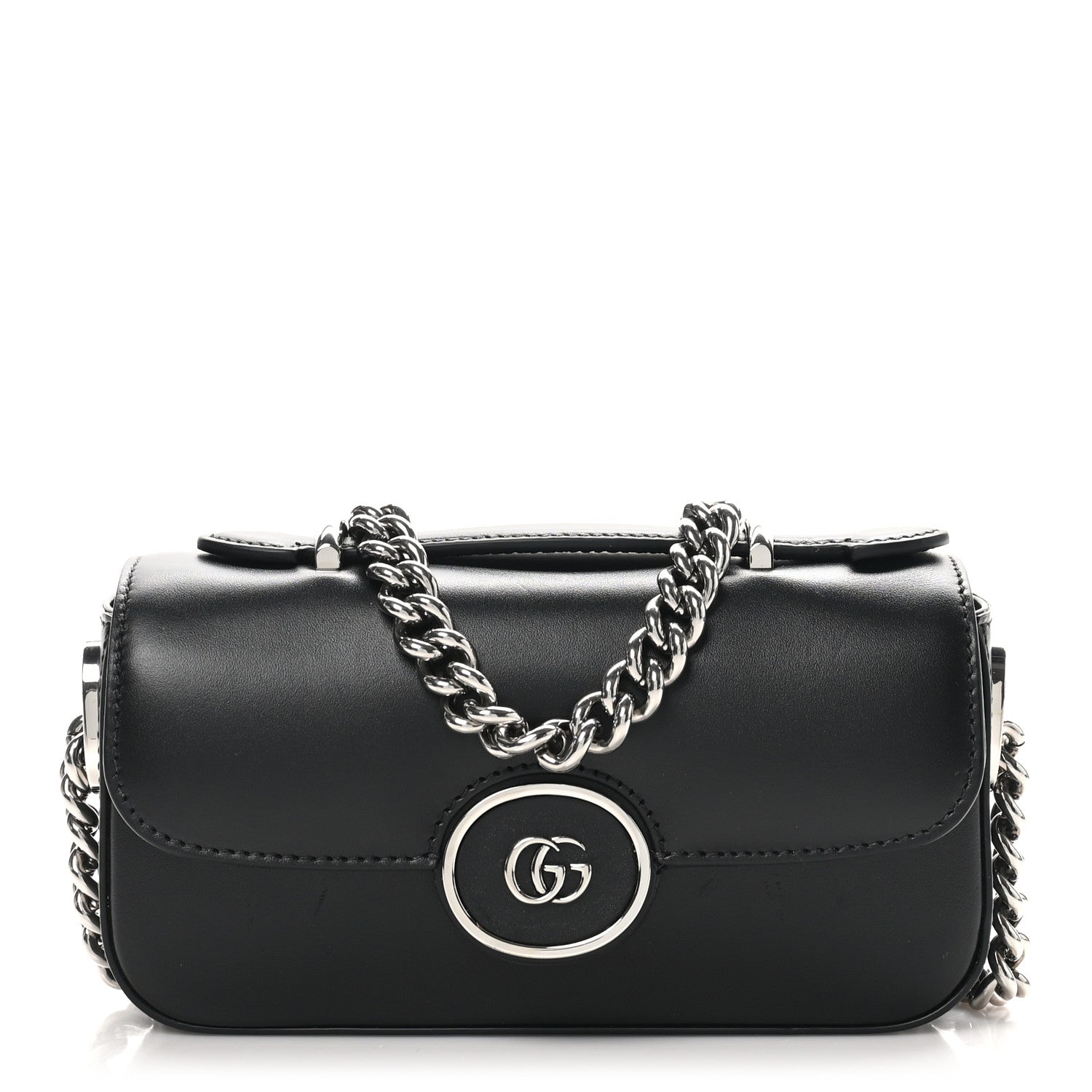 Senna Calfskin Petite GG Top Handle Shoulder Bag Black
