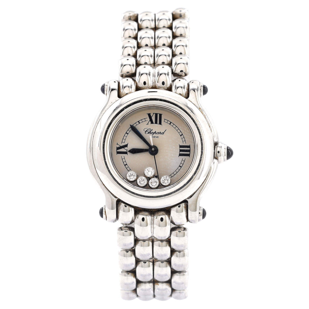 Happy Sport Classic Round Quartz Watch Stainless Steel with Floating Diamonds 26