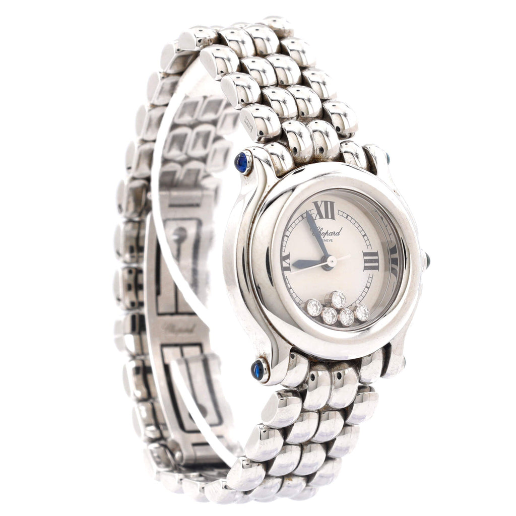 Happy Sport Classic Round Quartz Watch Stainless Steel with Floating Diamonds 26