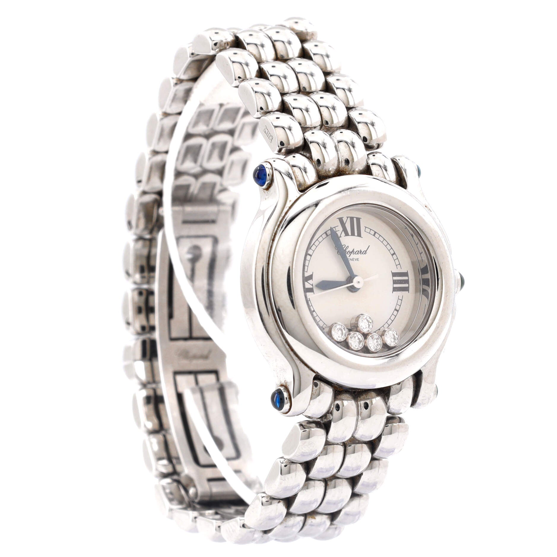 Happy Sport Classic Round Quartz Watch Stainless Steel with Floating Diamonds 26