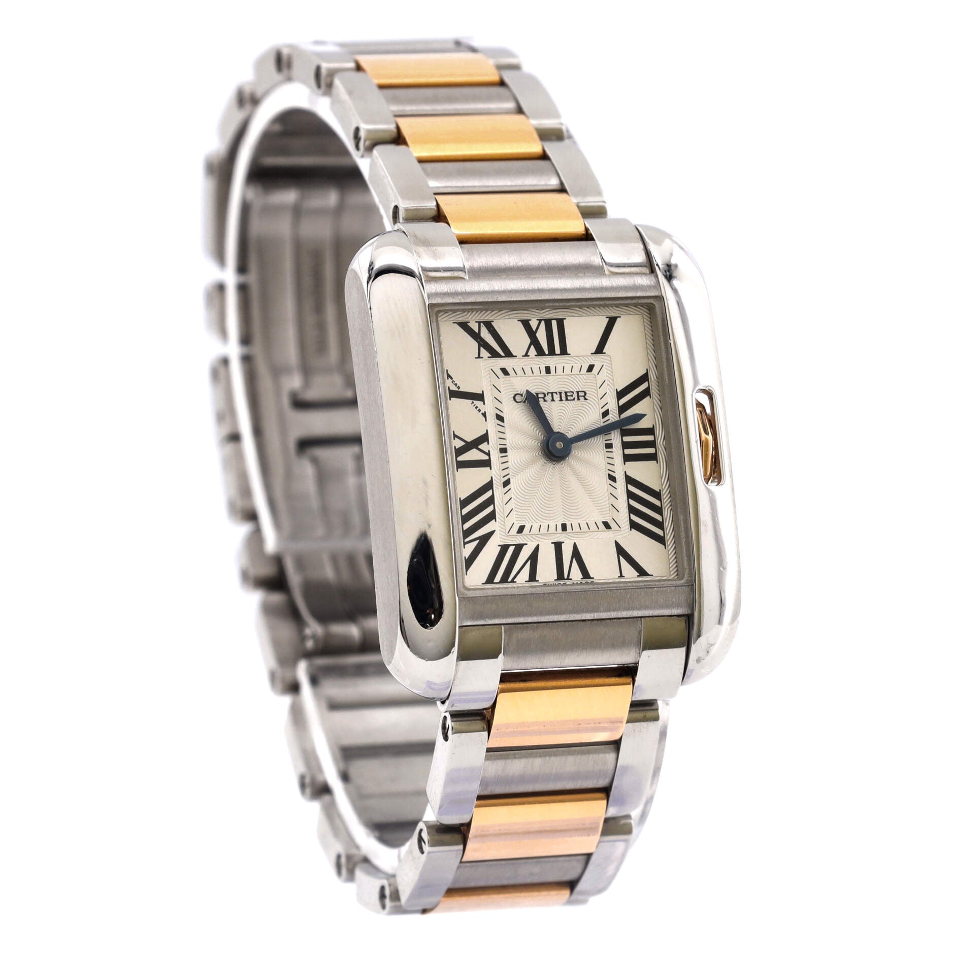 Tank Anglaise Quartz Watch Stainless Steel and Rose Gold 23
