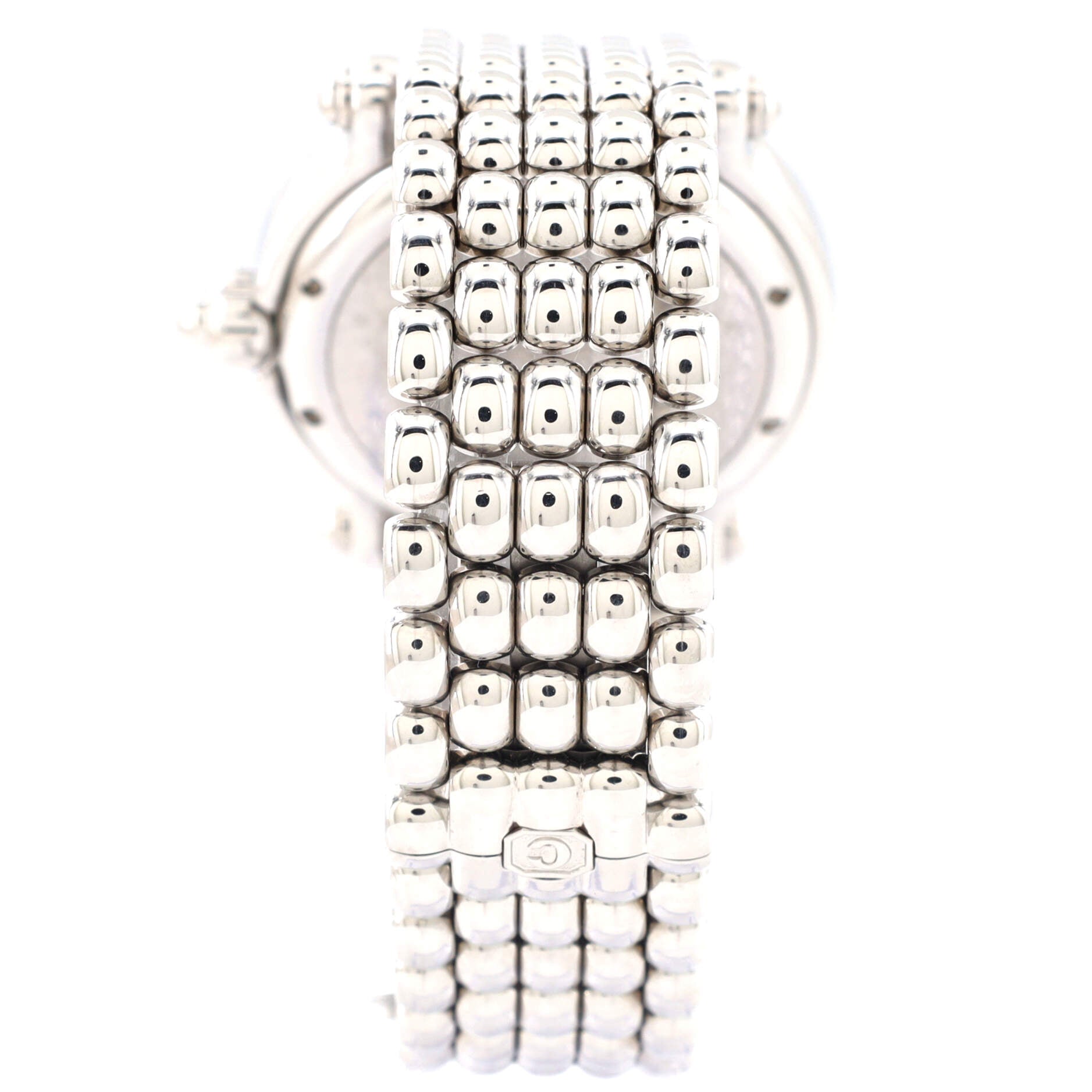 Happy Sport Fish Round Quartz Watch Stainless Steel with Floating Rubies and Sapphires 38