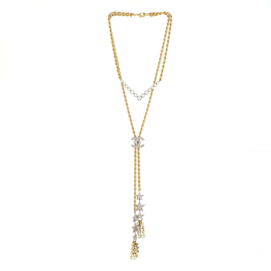 CC Stars Lariat Necklace Metal with Crystals