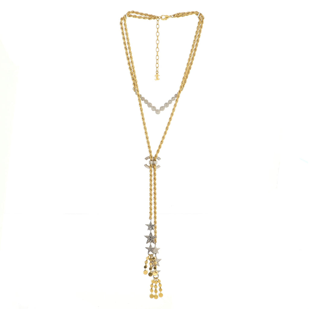 CC Stars Lariat Necklace Metal with Crystals