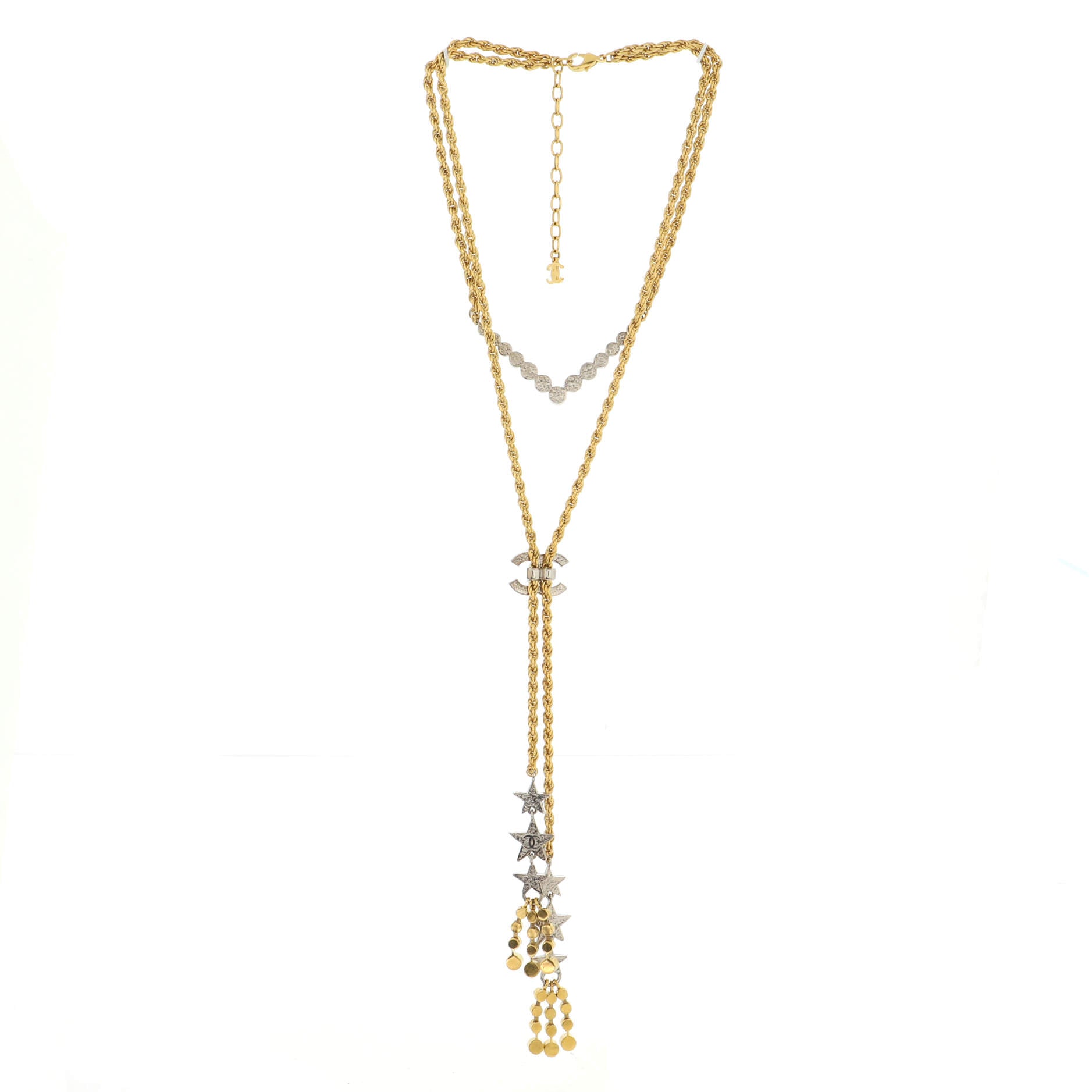 CC Stars Lariat Necklace Metal with Crystals