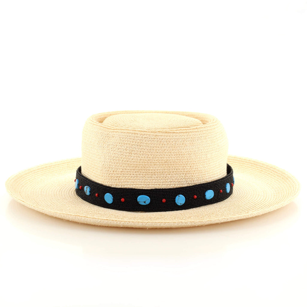 Panama Hat Hemp with Beaded Accent