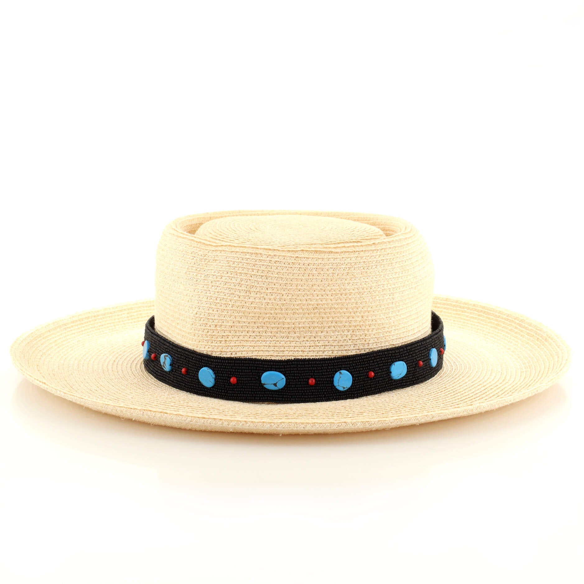 Panama Hat Hemp with Beaded Accent