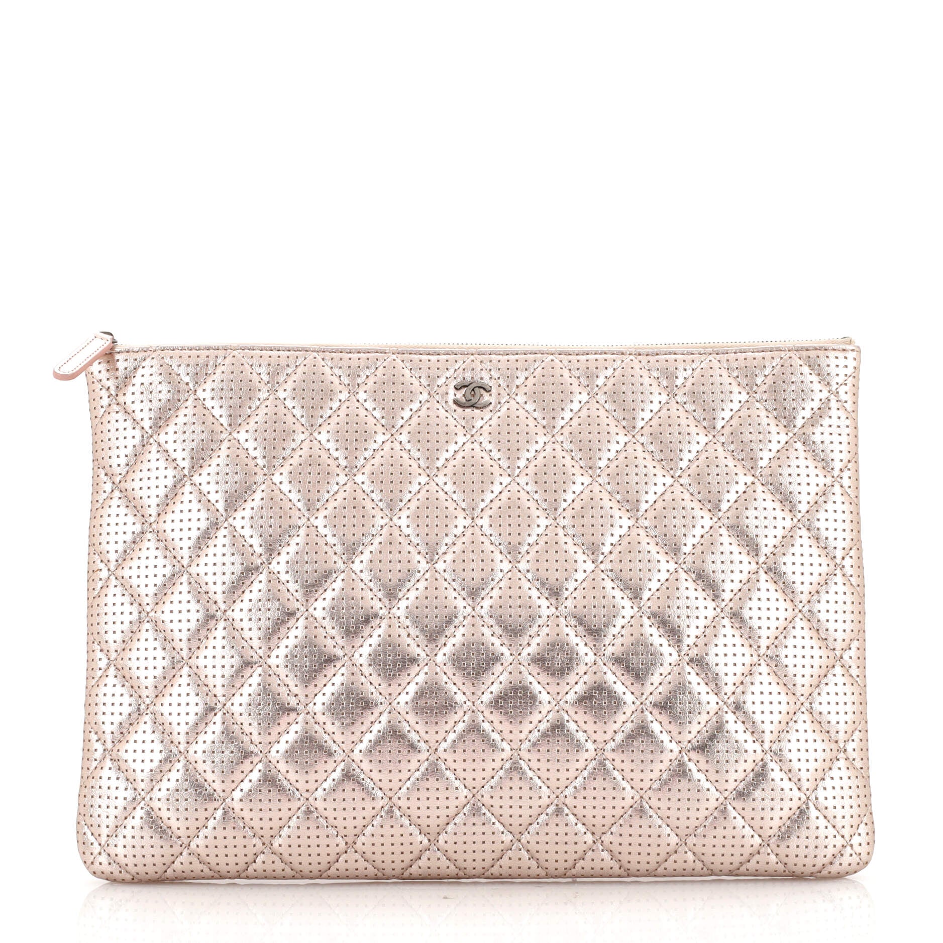 O Case Clutch Quilted Perforated Lambskin Large
