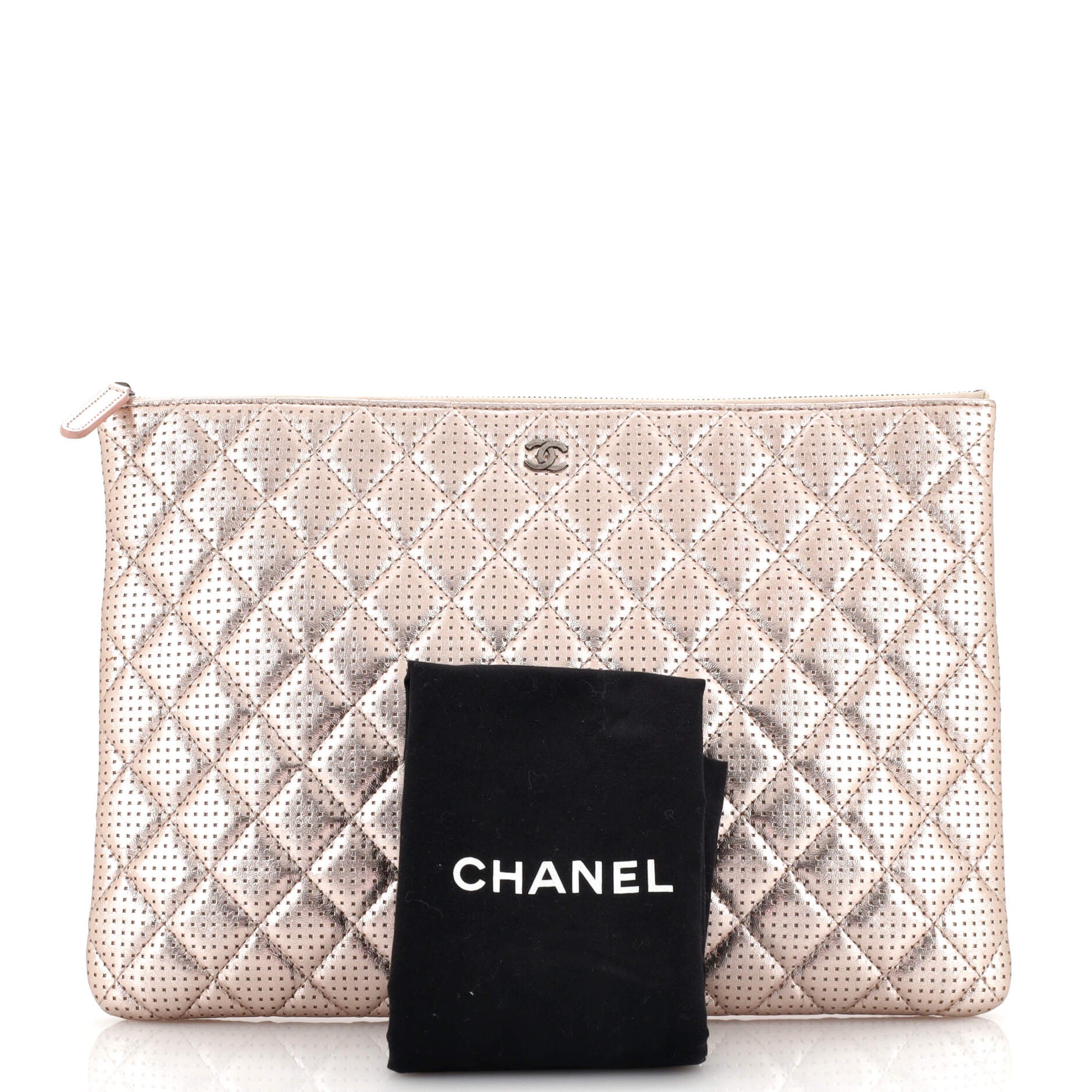 O Case Clutch Quilted Perforated Lambskin Large