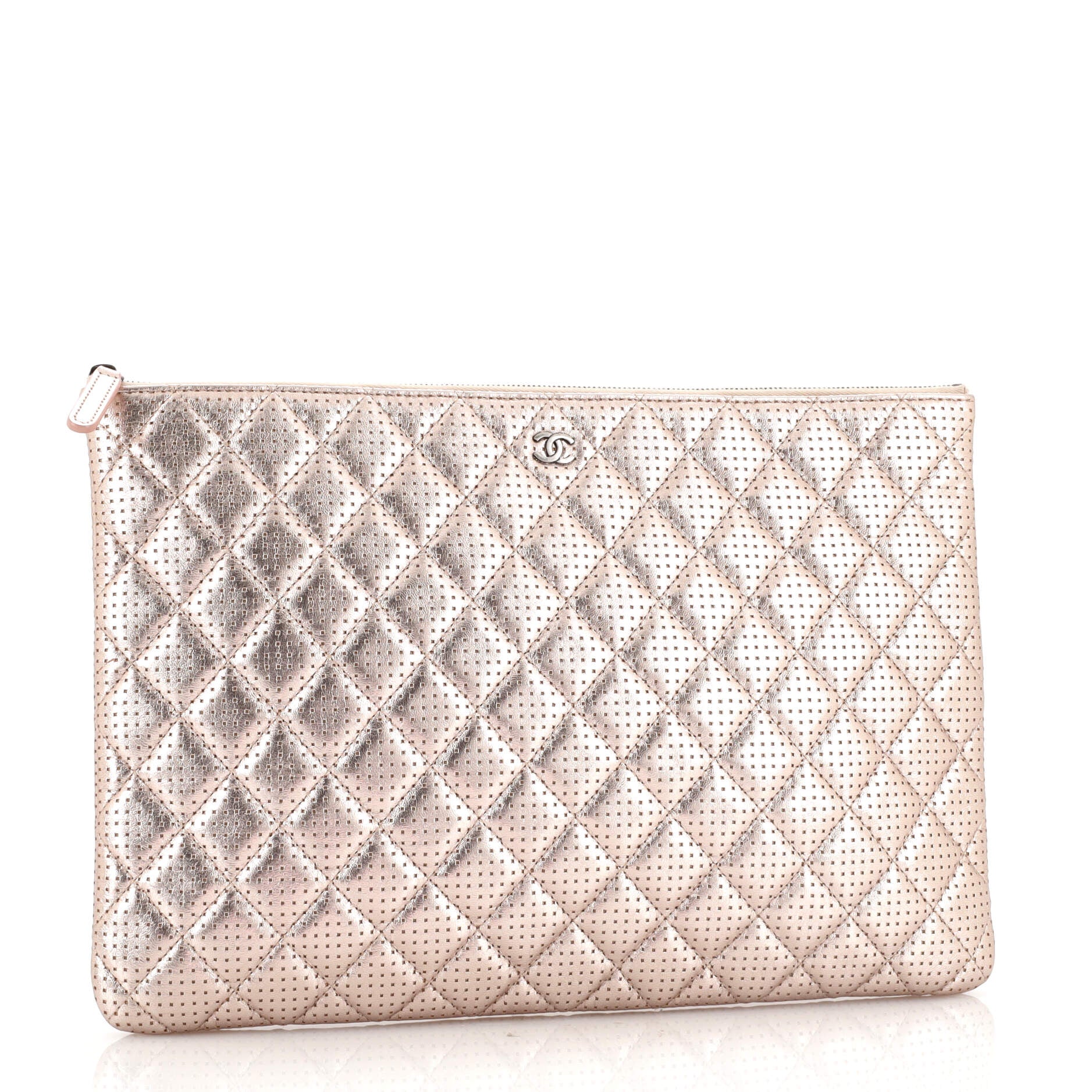 O Case Clutch Quilted Perforated Lambskin Large