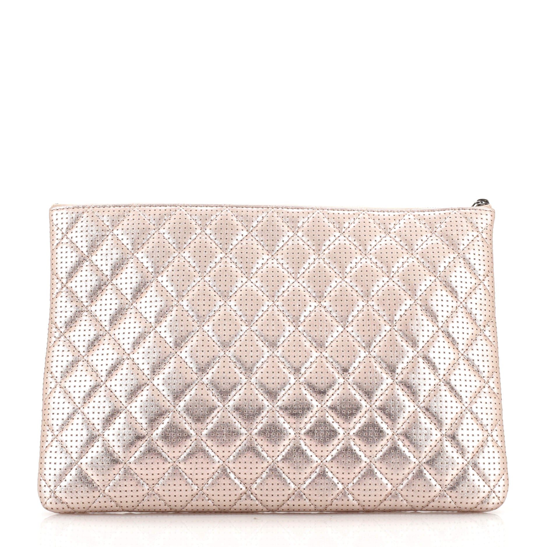 O Case Clutch Quilted Perforated Lambskin Large