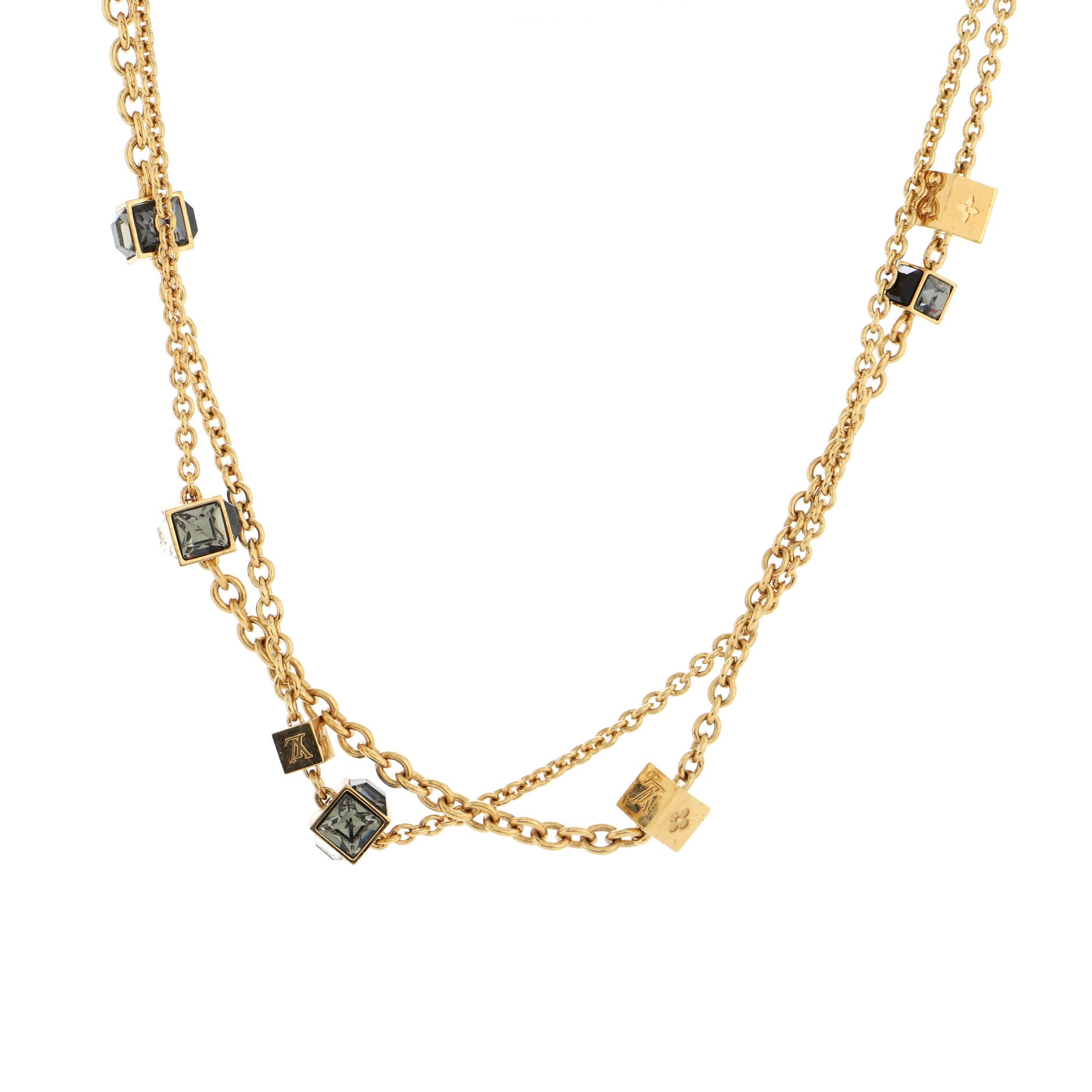 Gamble Long Necklace Metal and Crystals