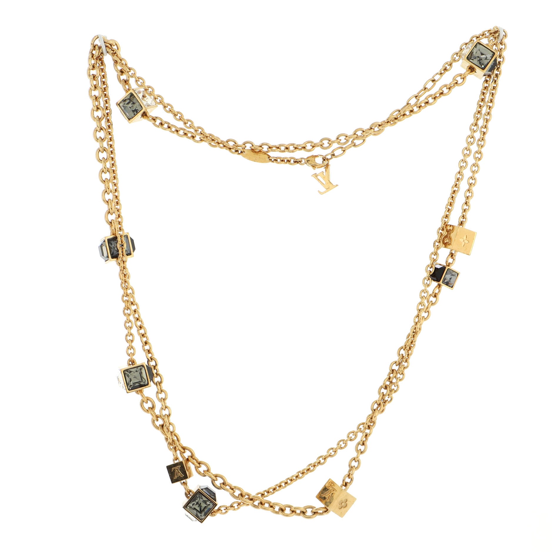 Gamble Long Necklace Metal and Crystals