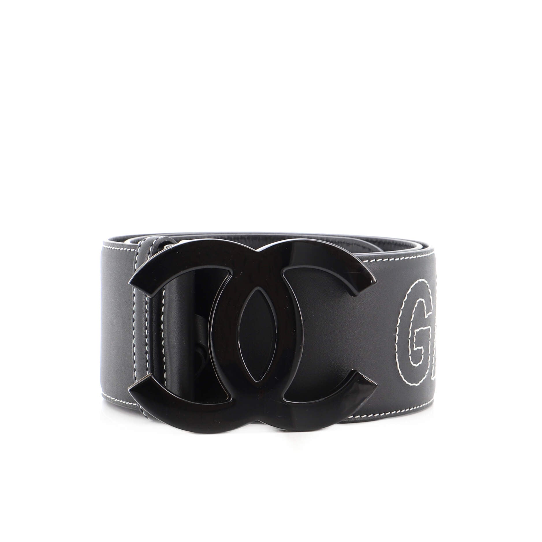 Gabrielle CC Buckle Belt Leather and Resin Wide 85