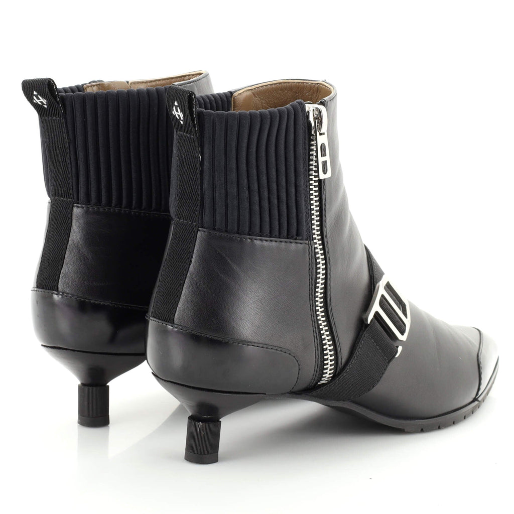 Women's Shocky Ankle Boots Leather and Technical Canvas