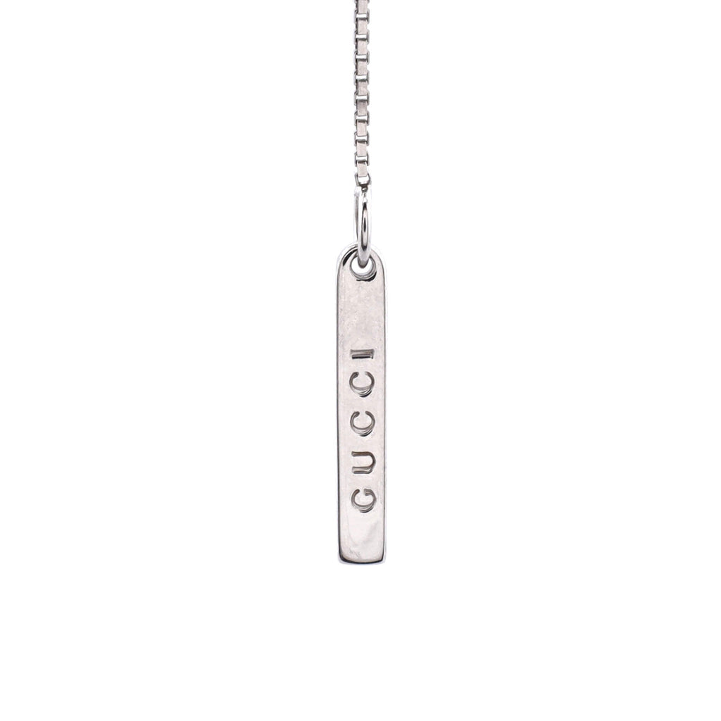 Logo Lariat Necklace 18K White Gold