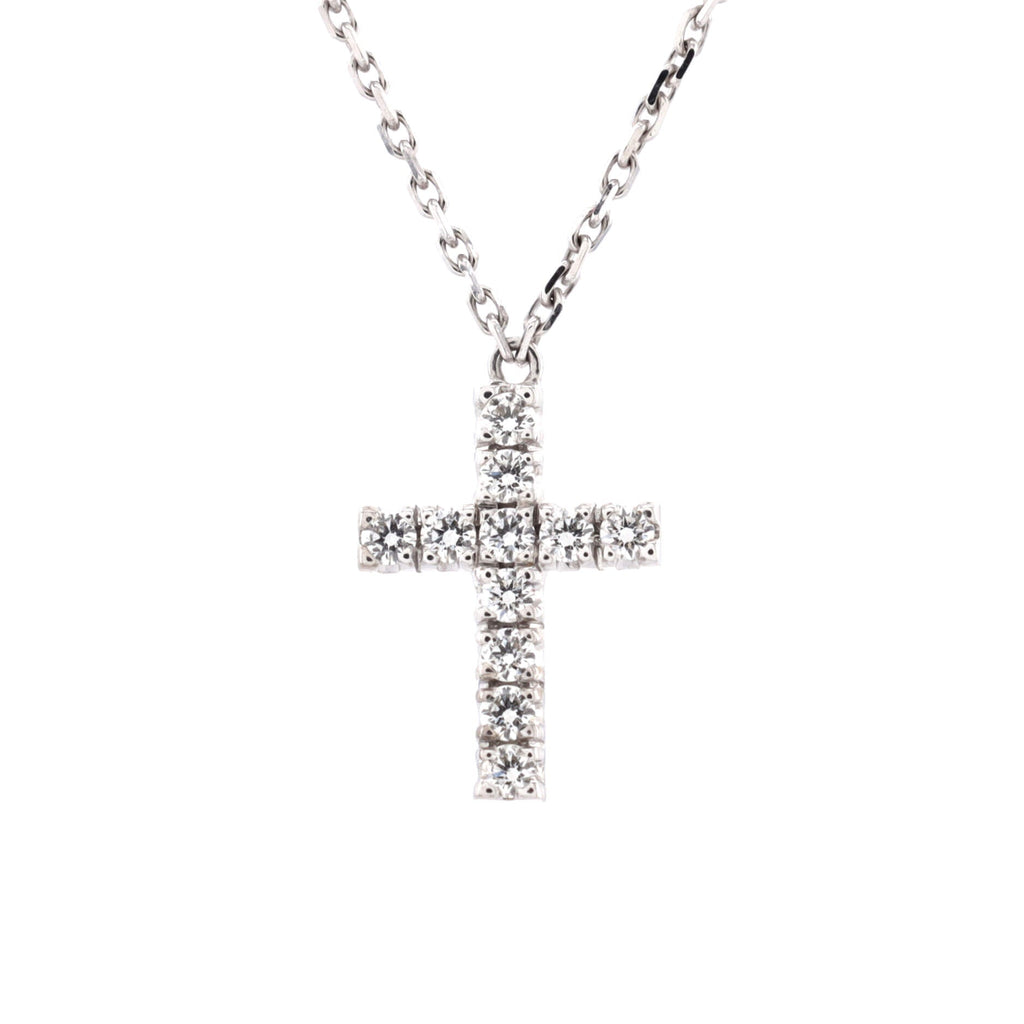 Cross Pendant Necklace 18K White Gold with Diamonds