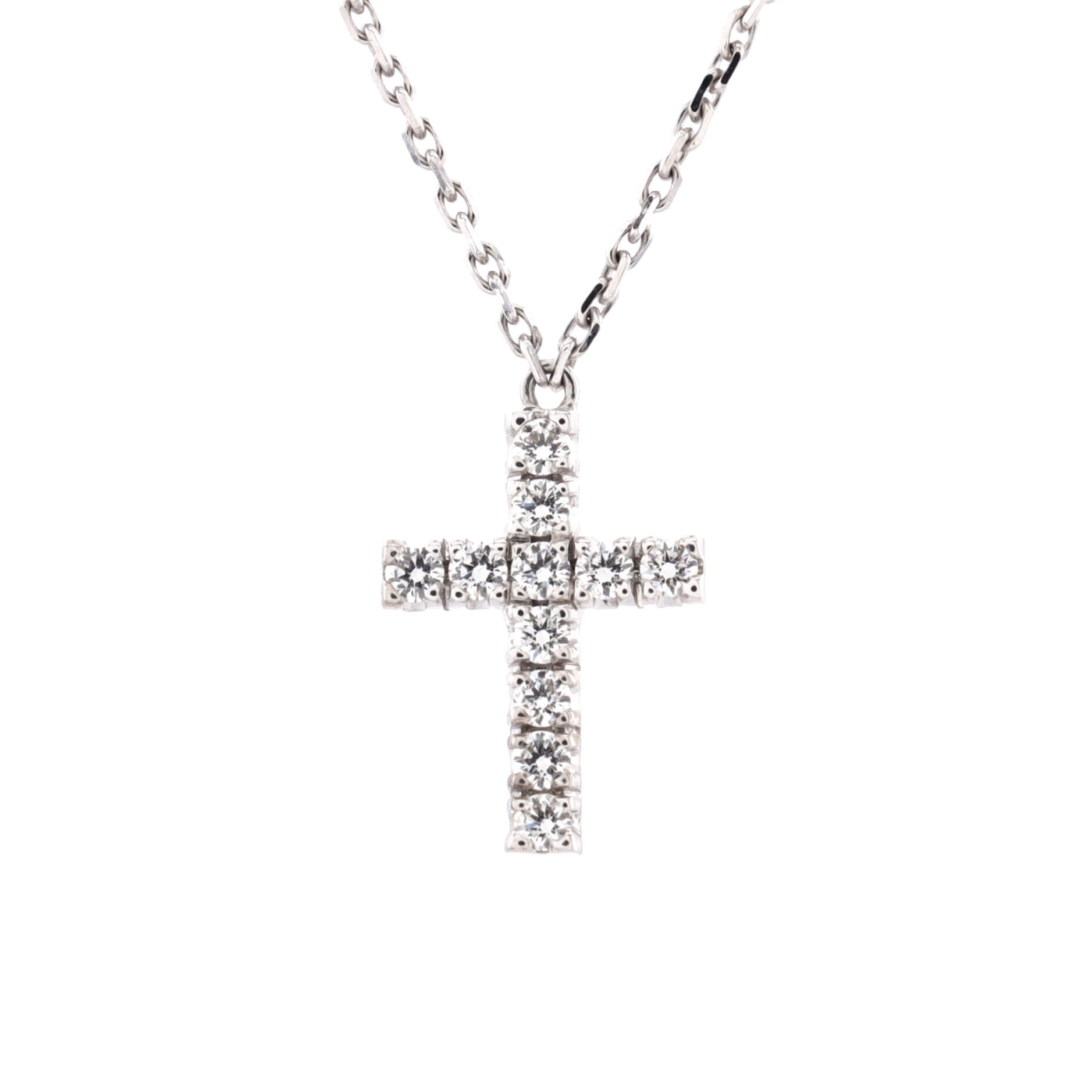 Cross Pendant Necklace 18K White Gold with Diamonds
