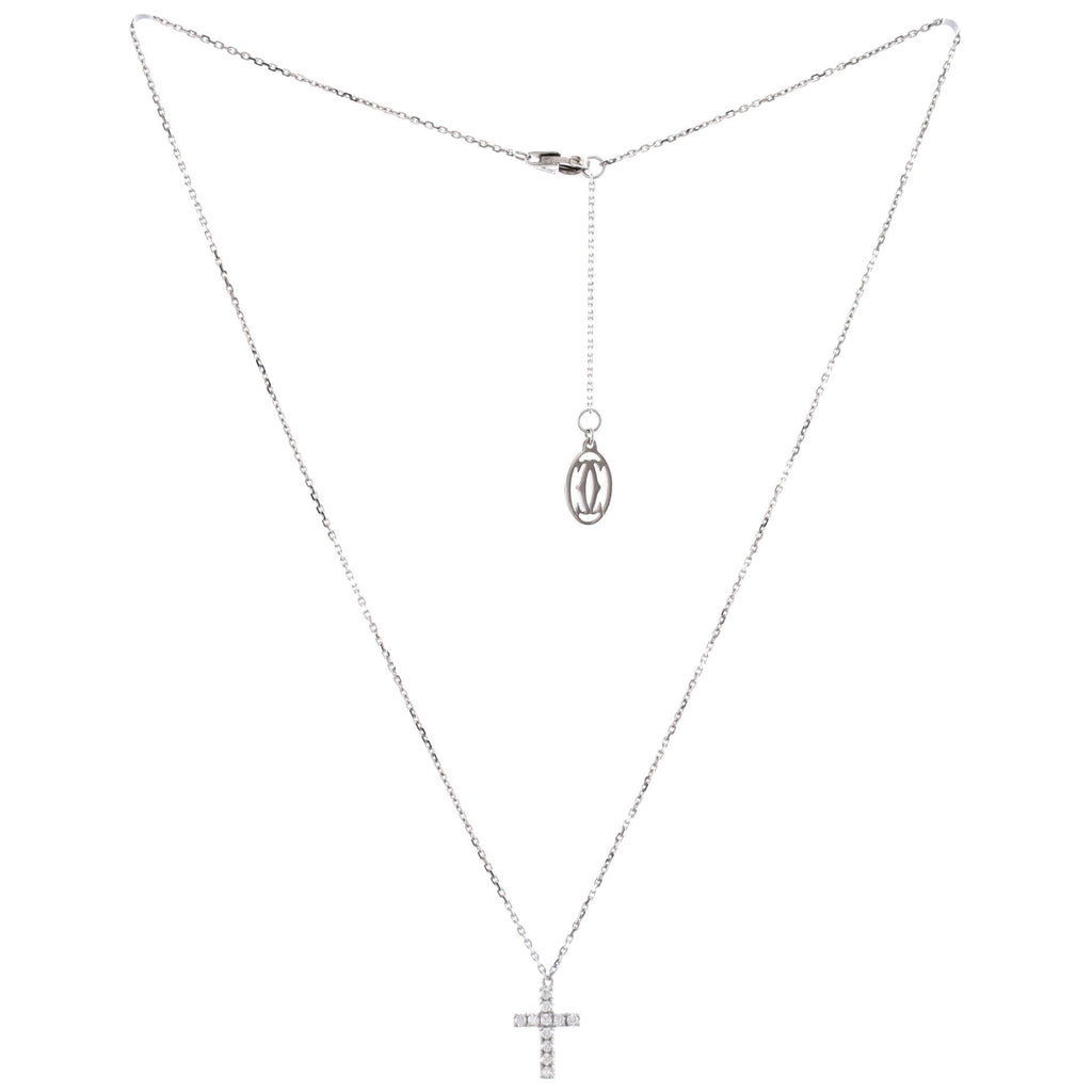 Cross Pendant Necklace 18K White Gold with Diamonds