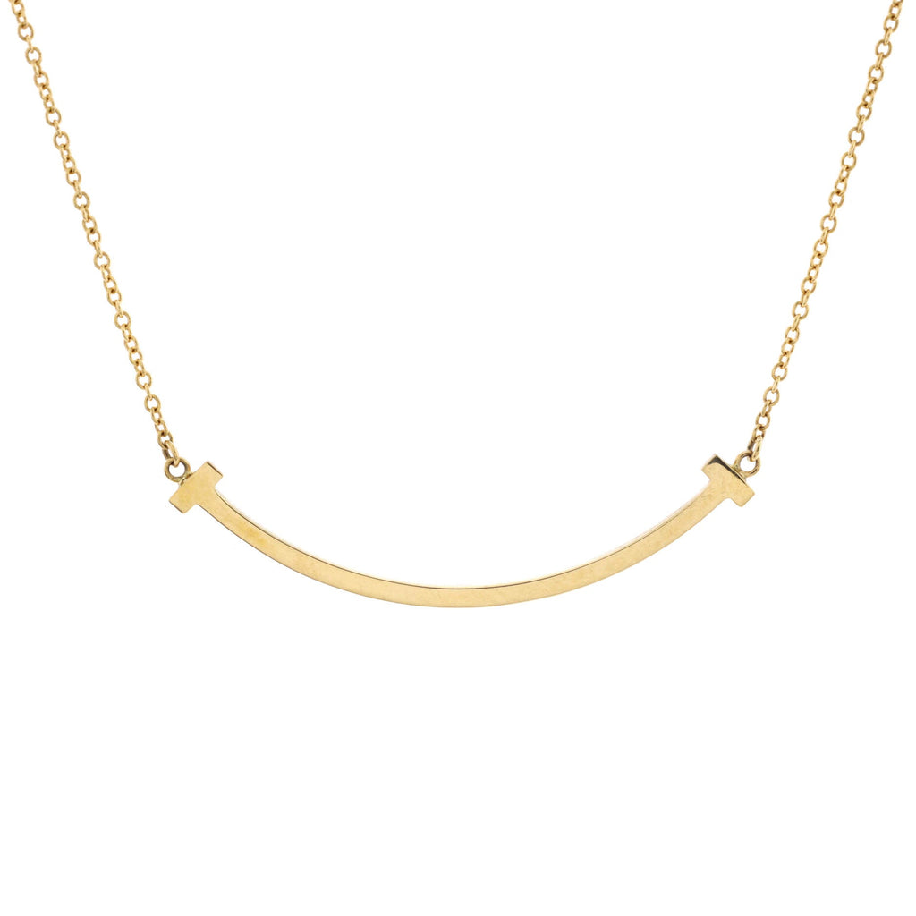 T Smile Pendant Necklace 18K Yellow Gold Small