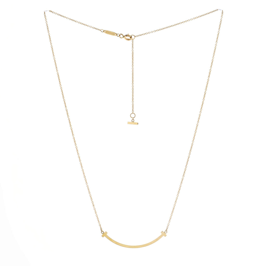 T Smile Pendant Necklace 18K Yellow Gold Small