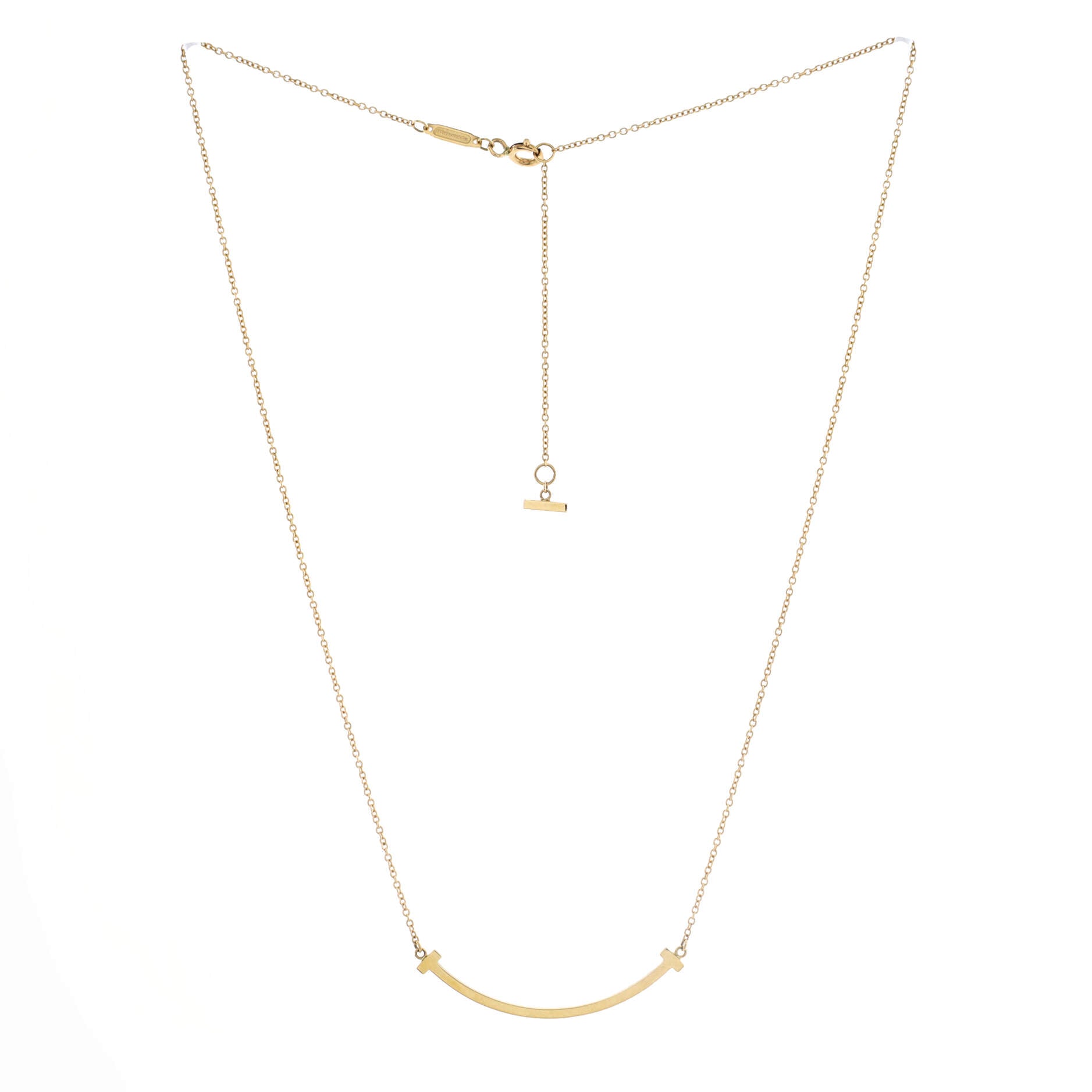 T Smile Pendant Necklace 18K Yellow Gold Small