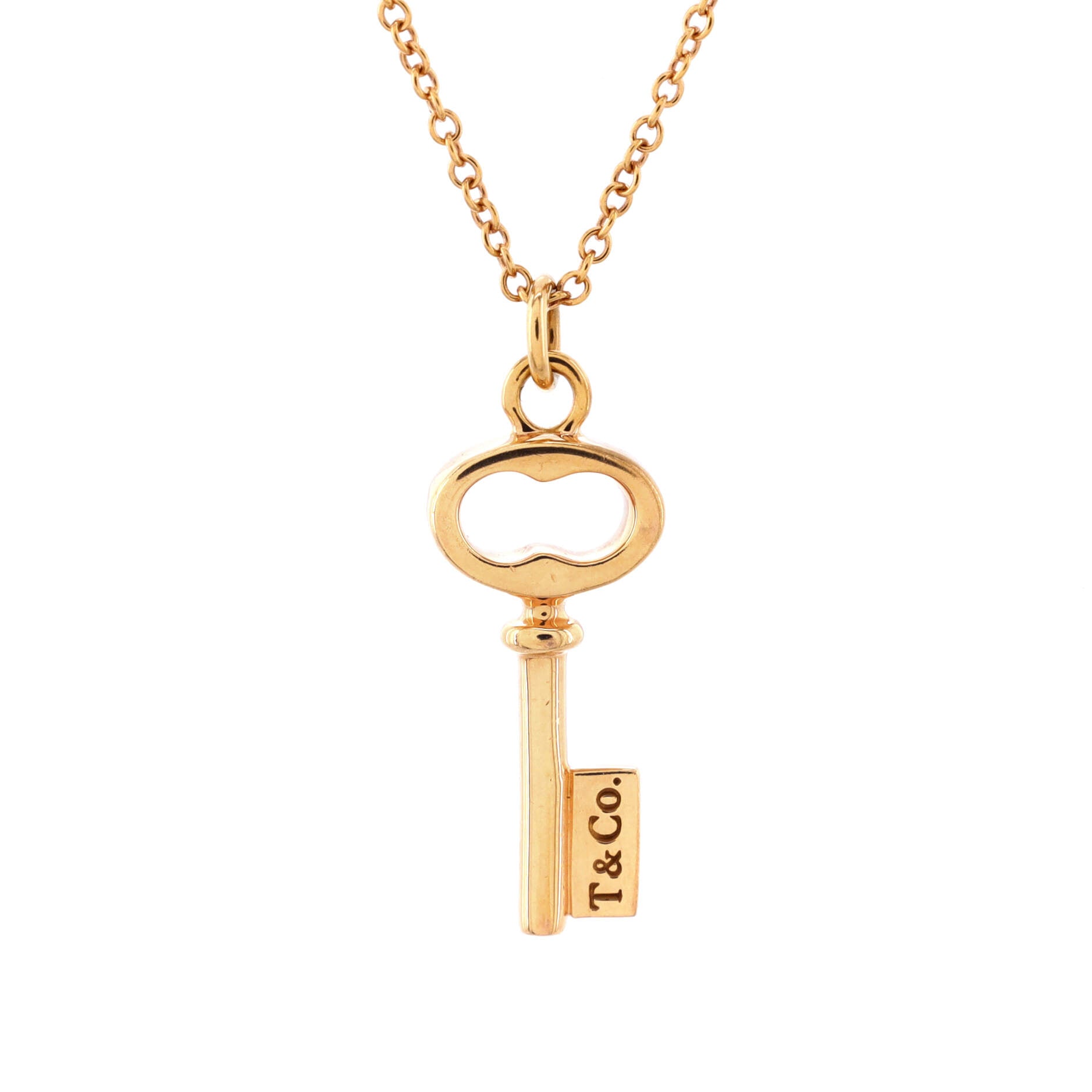 Key Pendant Necklace 18K Rose Gold Mini