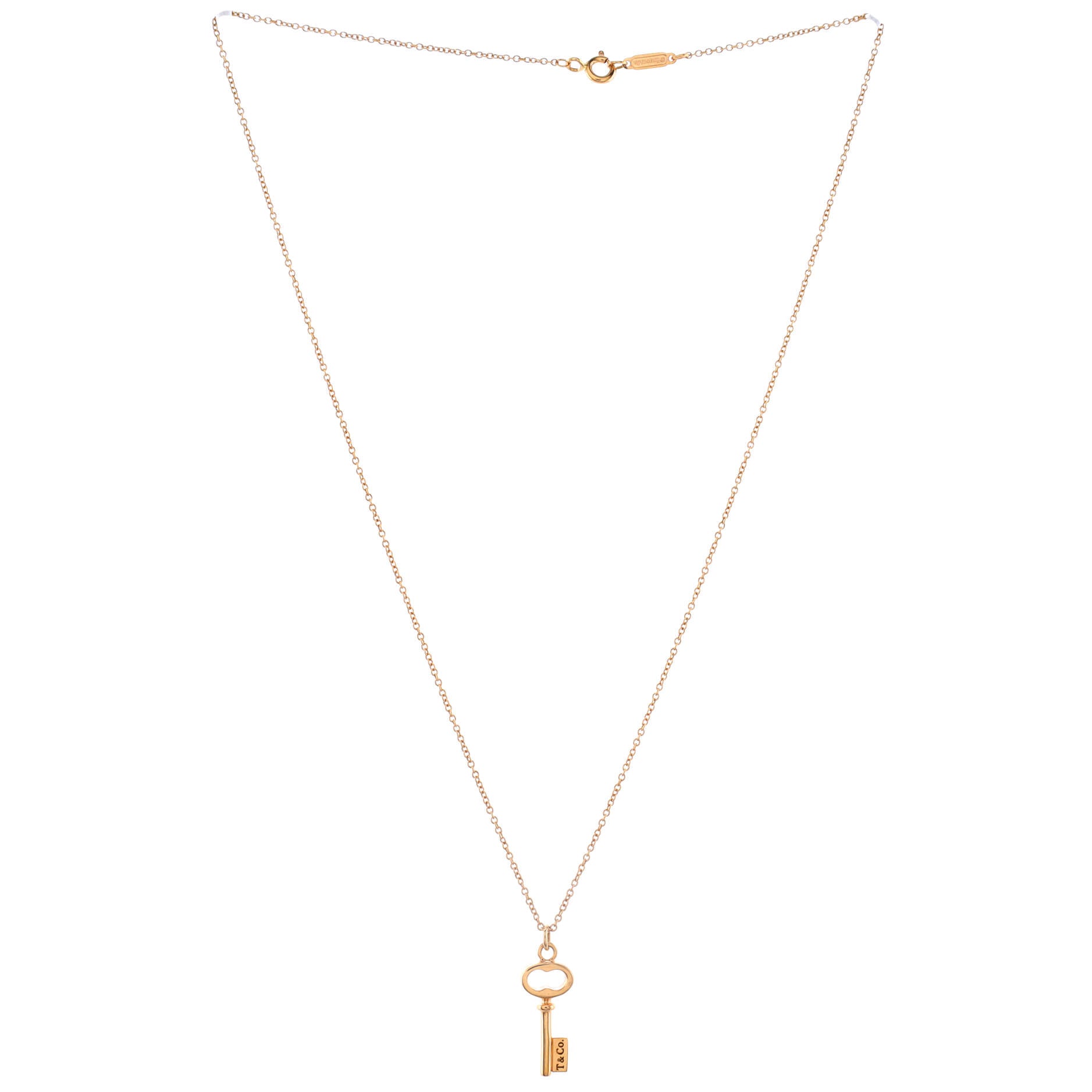 Key Pendant Necklace 18K Rose Gold Mini