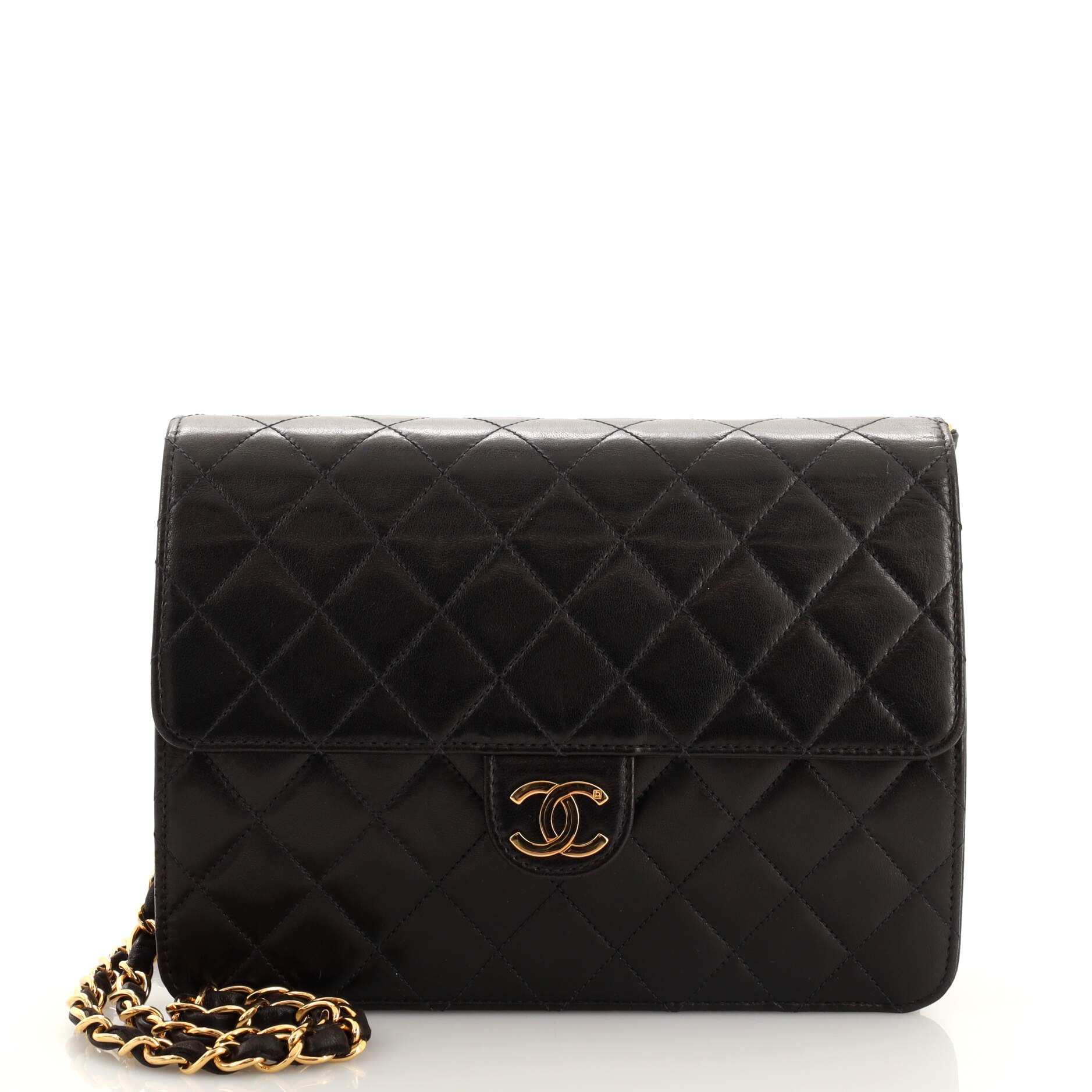 Vintage Clutch with Chain Quilted Leather Small
