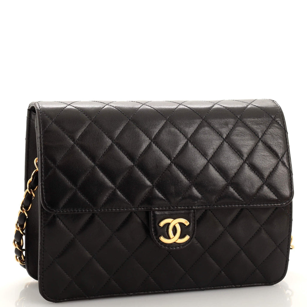 Vintage Clutch with Chain Quilted Leather Small