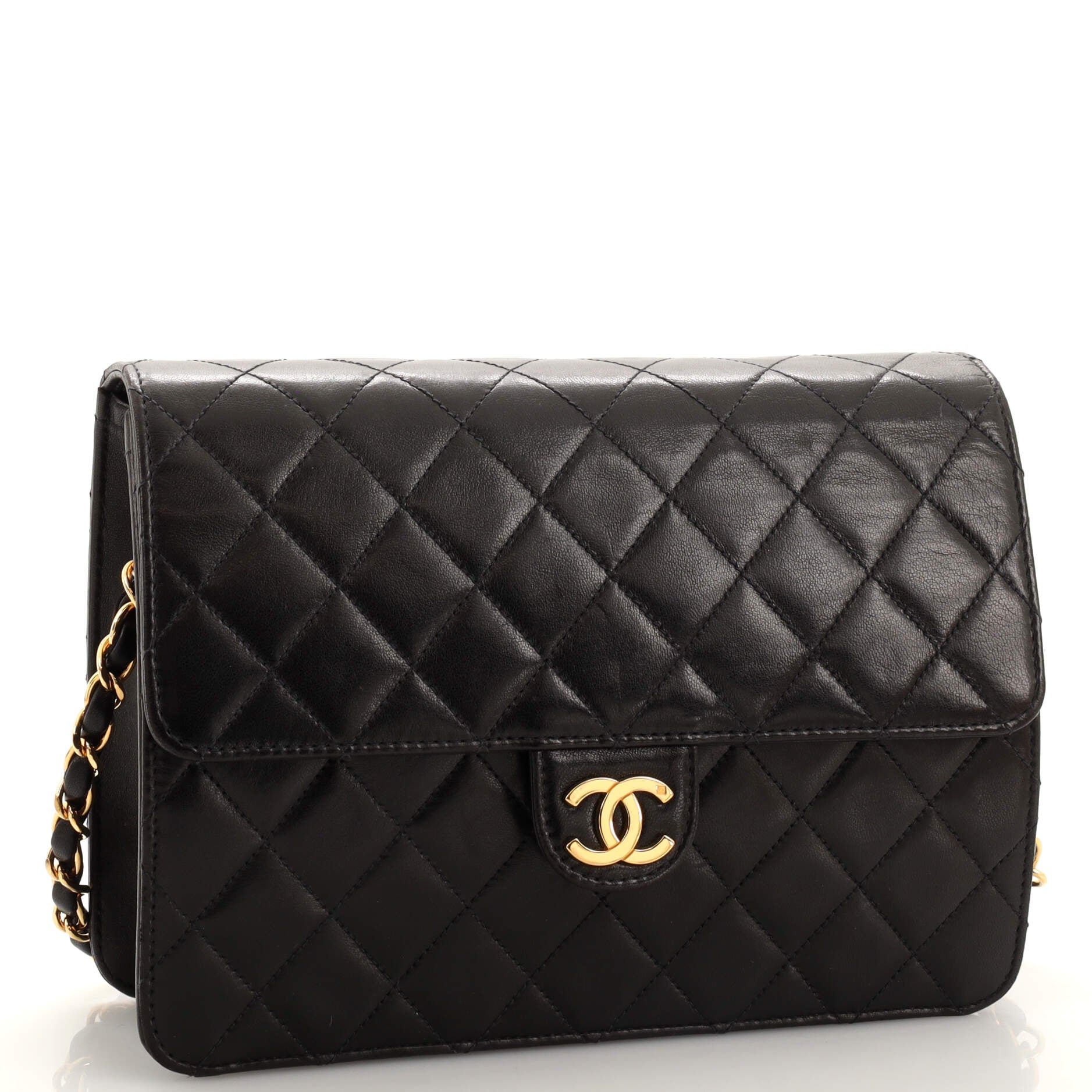 Vintage Clutch with Chain Quilted Leather Small
