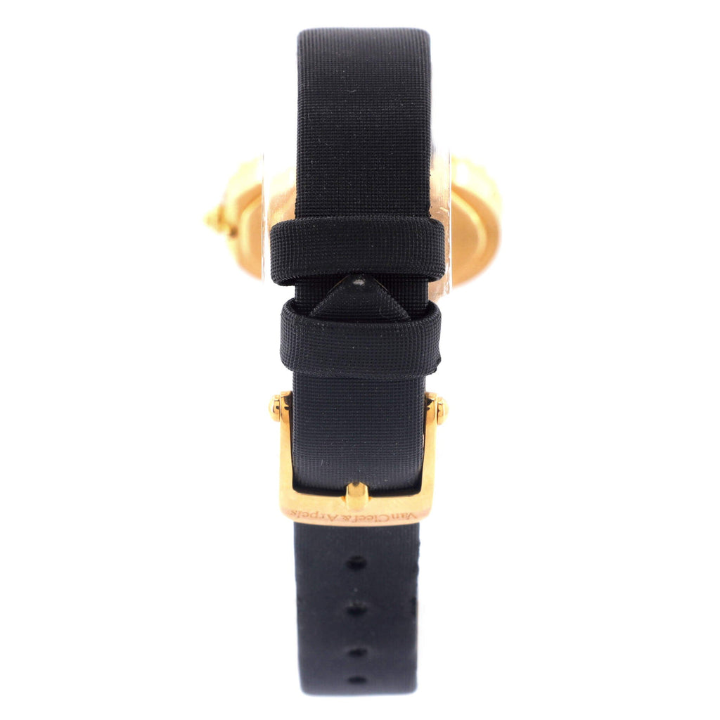 Alhambra Quartz Watch Yellow Gold and Satin with Onyx 26