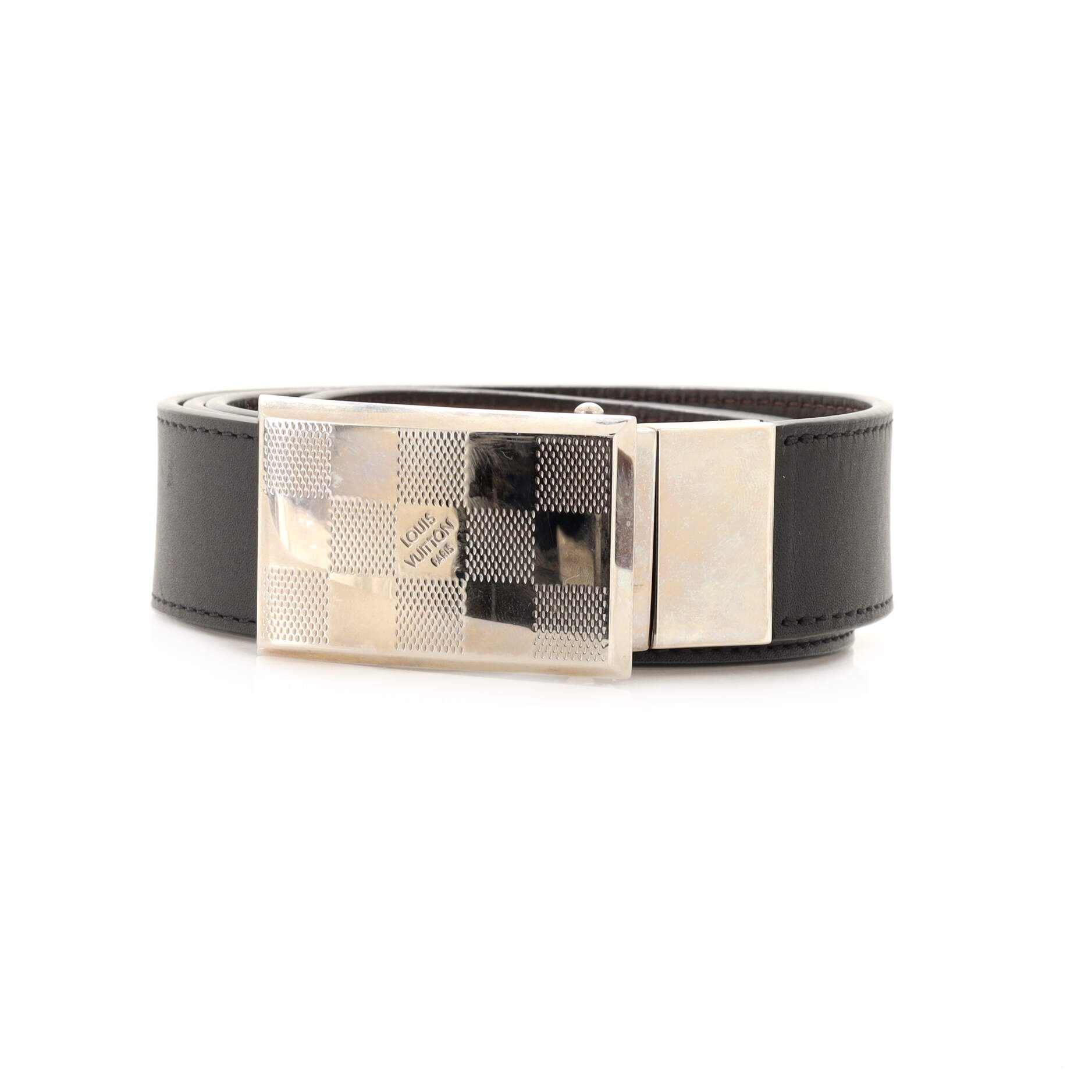 Damier Buckle Reversible Belt Leather Thin 100
