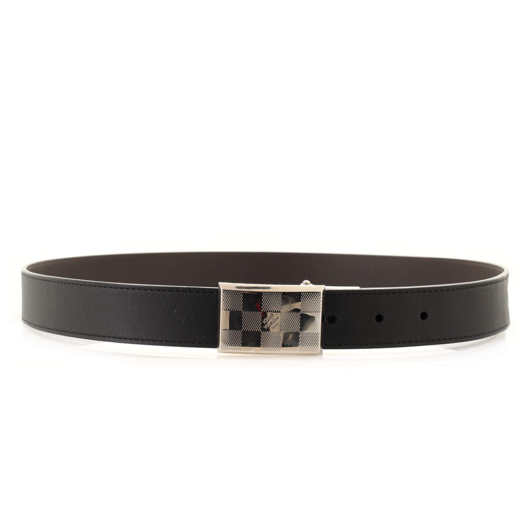 Damier Buckle Reversible Belt Leather Thin 100