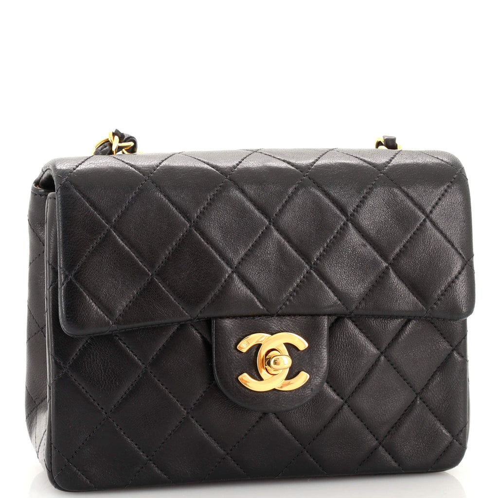 Vintage Square Classic Single Flap Bag Quilted Lambskin Mini