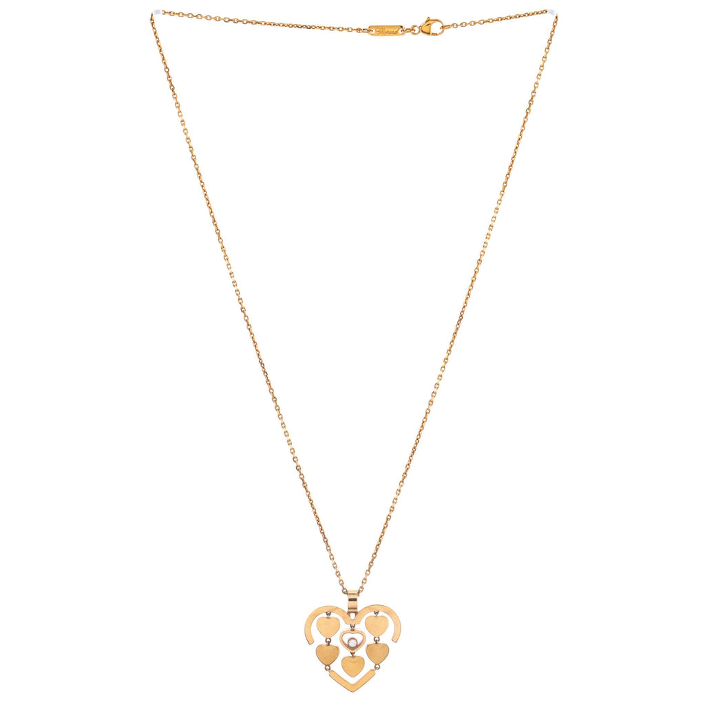Happy Amore Heart Pendant Necklace 18K Yellow Gold and Diamond