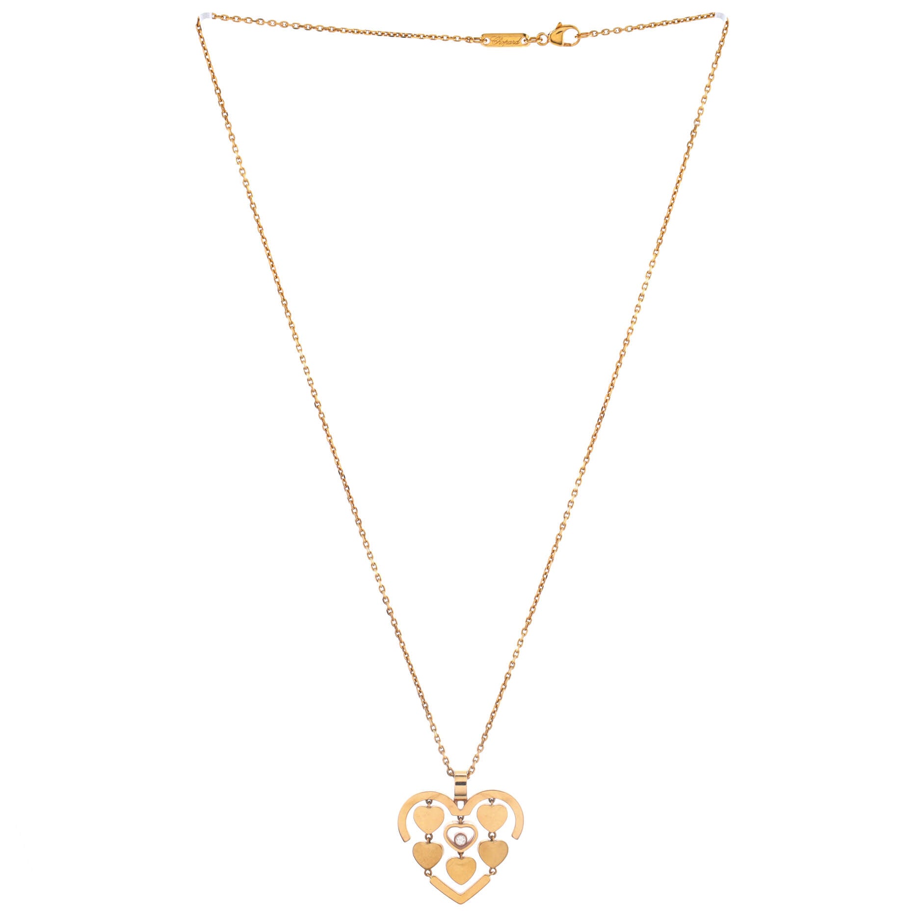 Happy Amore Heart Pendant Necklace 18K Yellow Gold and Diamond